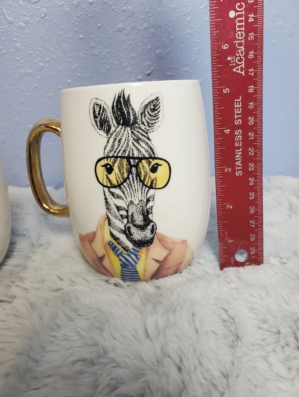 Set of 2 Pier 1 Imports Mugs: Zebra With Gold Handle and Koala With Gold Handle
